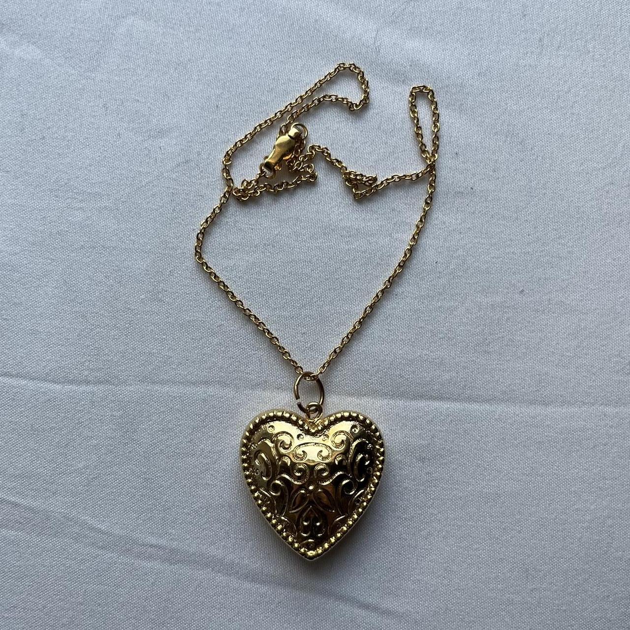 cutest gold heart choker necklace!! #gold #choker... - Depop