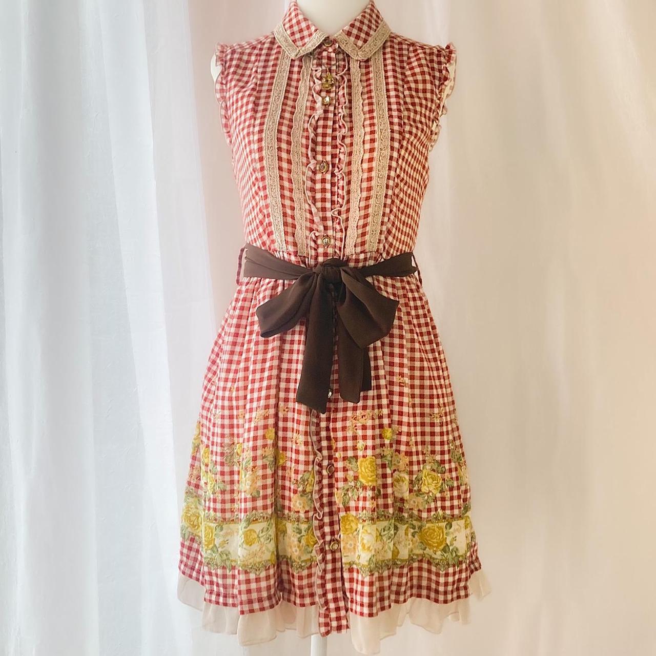 red gingham sleeveless axes femme dress!... Depop