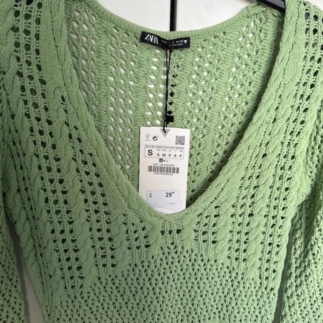 Green Zara crochet dress Small #BrandNew Depop