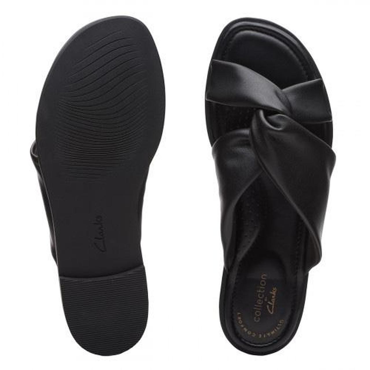 Clarks flat best sale black sandals