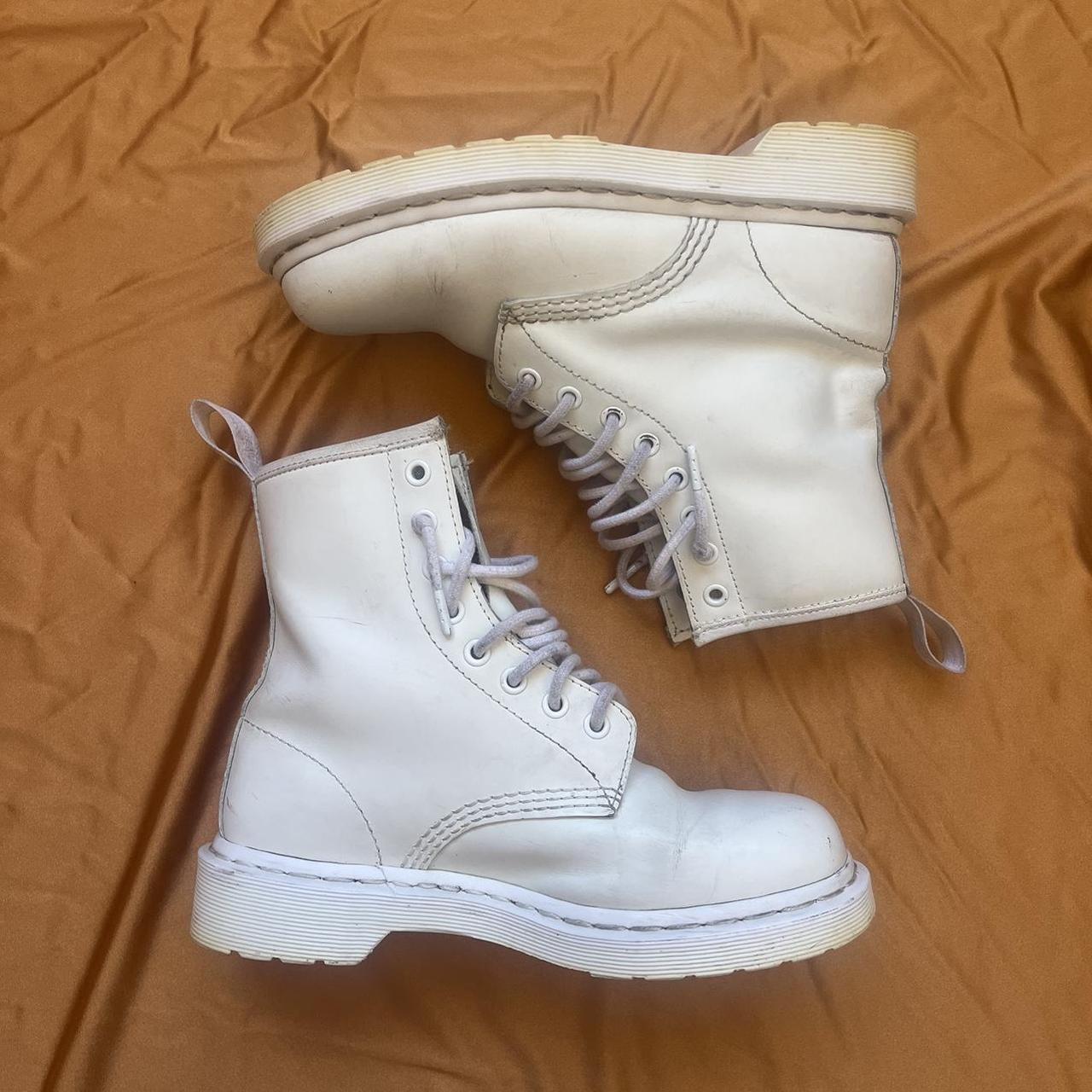 Full white doc martens best sale