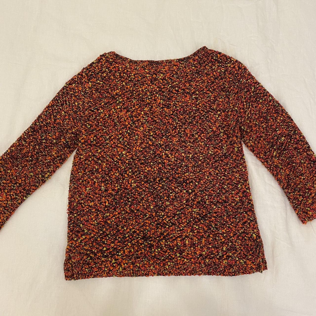 Women's Sweater - Orange/Multi - M – vintage text… - image 2