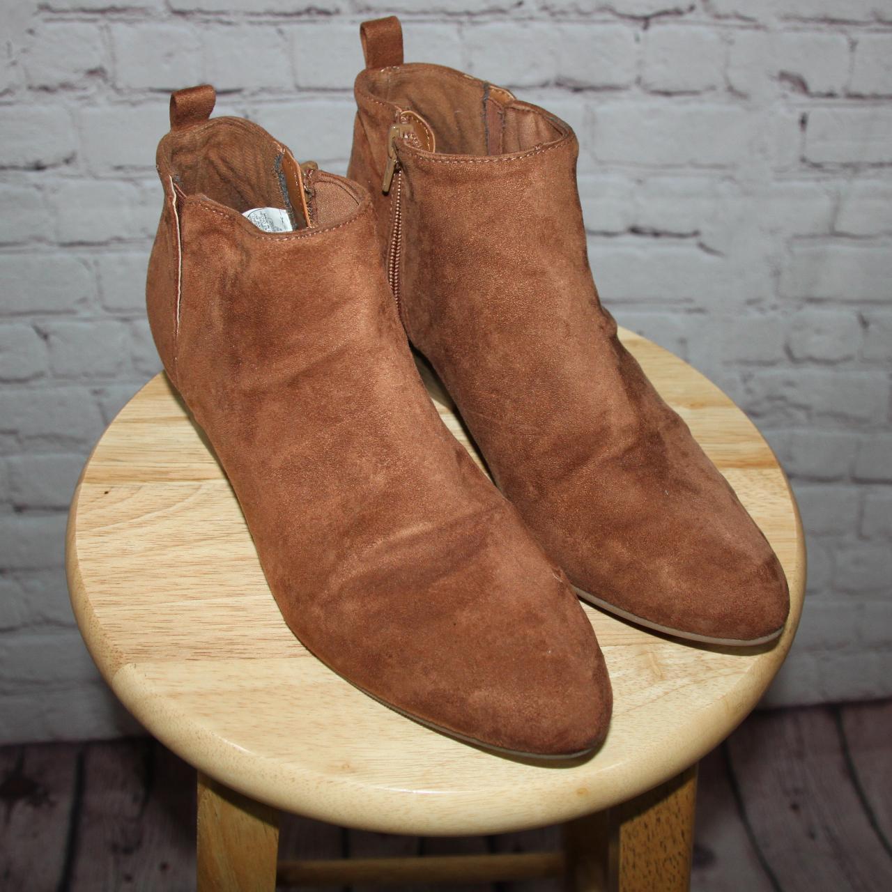 brown ankle boots 🧸 chestnut brown faux suede ankle... Depop