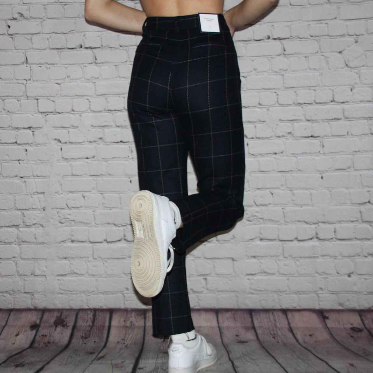 Navy Blue Plaid Checkered Leggings