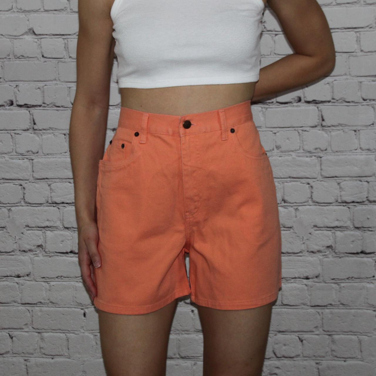 orange denim shorts 🍊 deadstock BNWT sherbet orange... - Depop