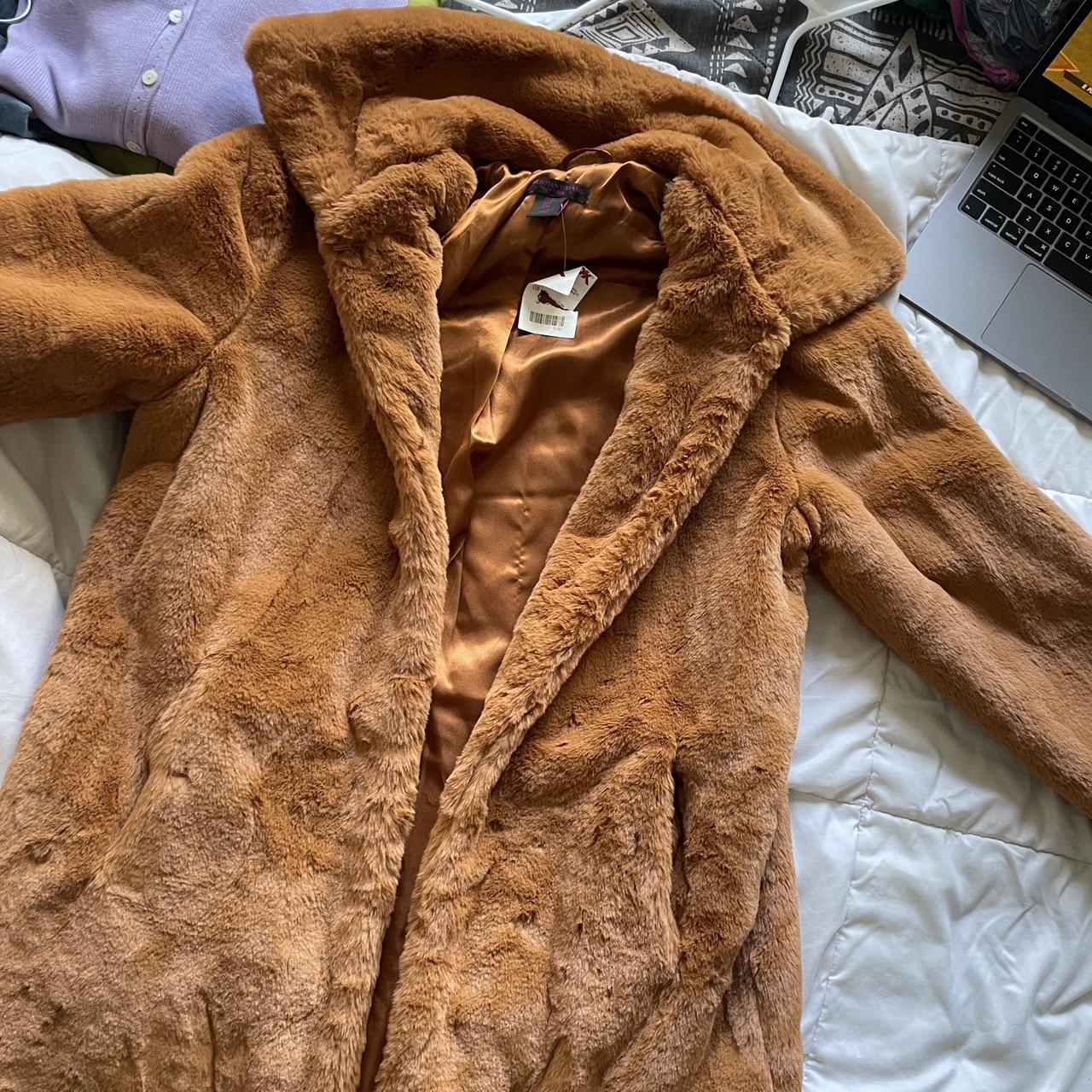 Fuzzy tan coat best sale