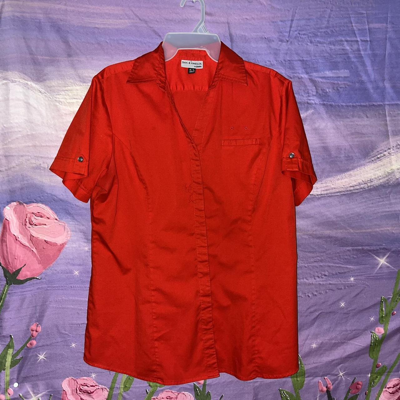 red button up by doc & amelia by cintas size extra... - Depop