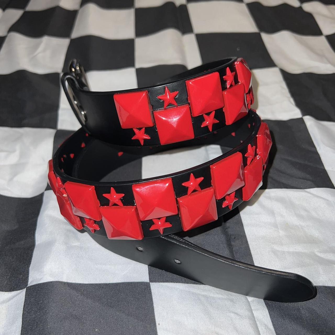 Hot Topic Men's Black and Red Belt Depop