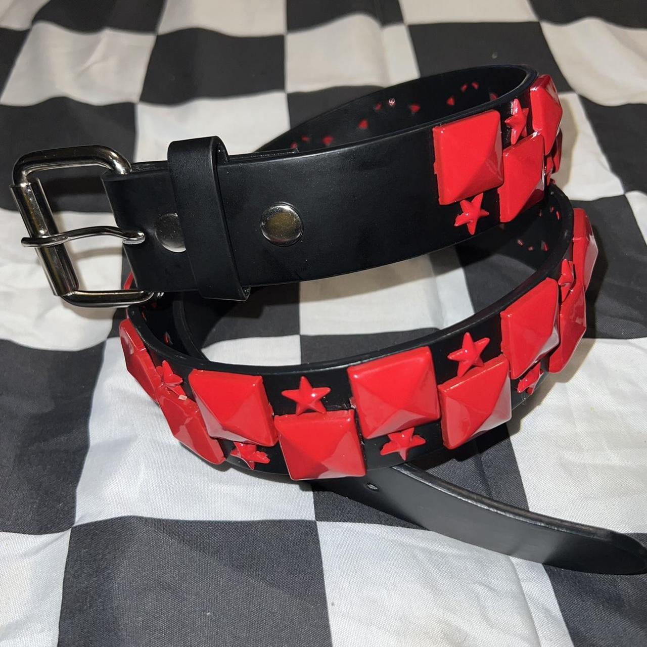 Hot Topic Men's Black and Red Belt Depop