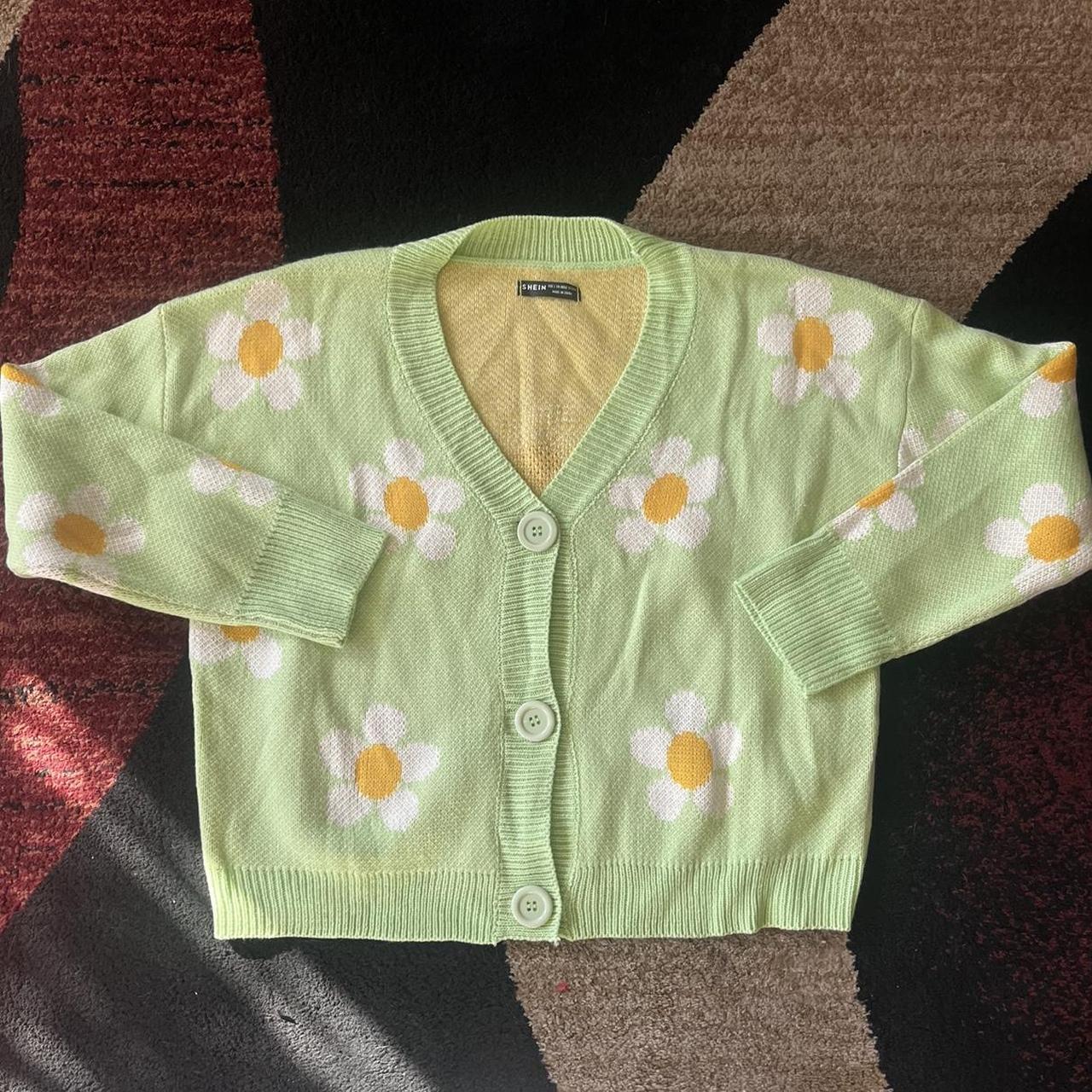Depop Shein Green Flower Cardigan Green Flower Cardigan By
