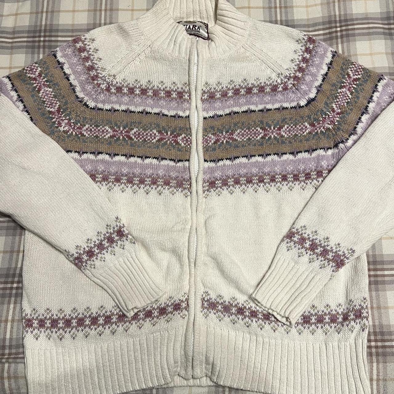 tiara international knitted zip up sweater tag... Depop