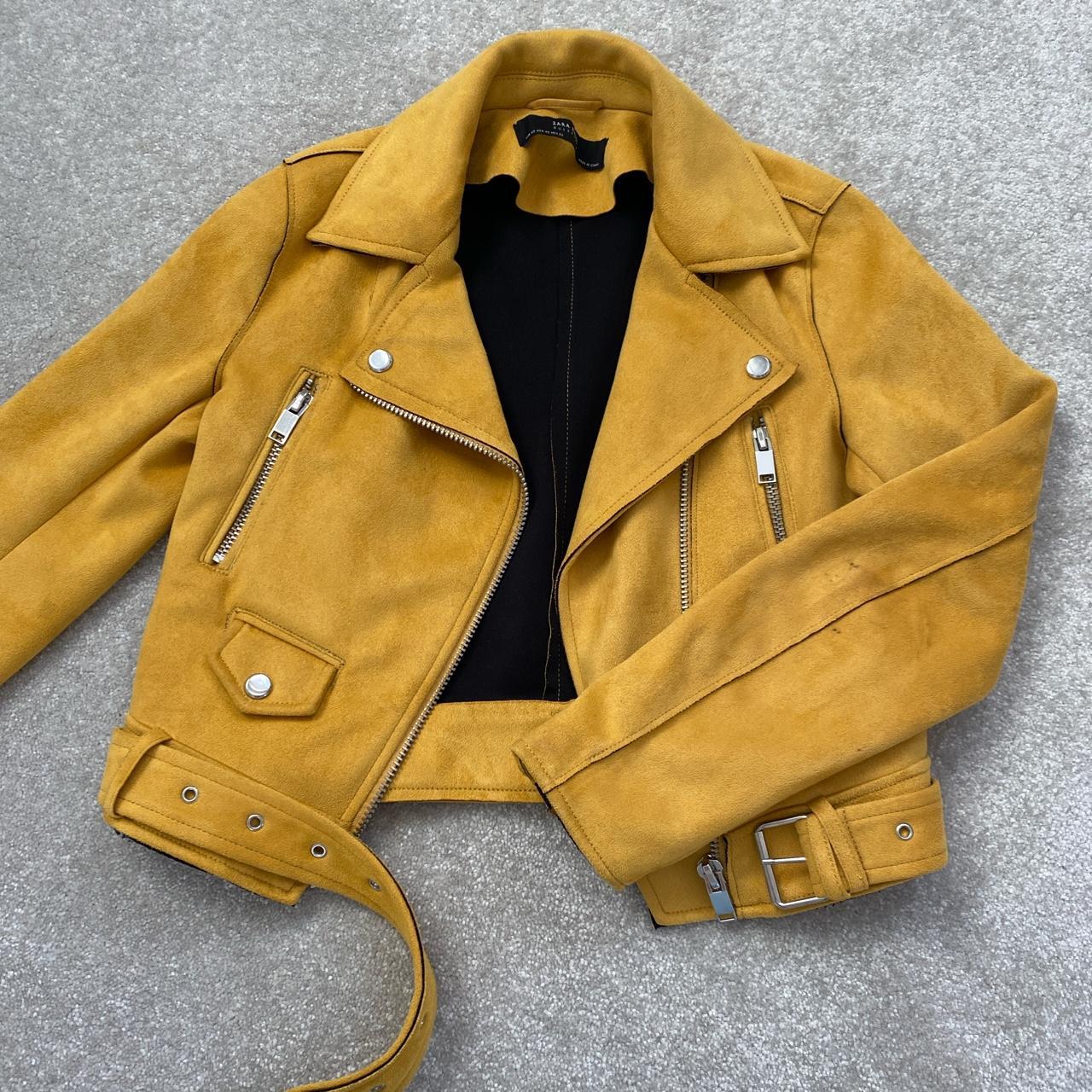 Mustard biker outlet jacket zara