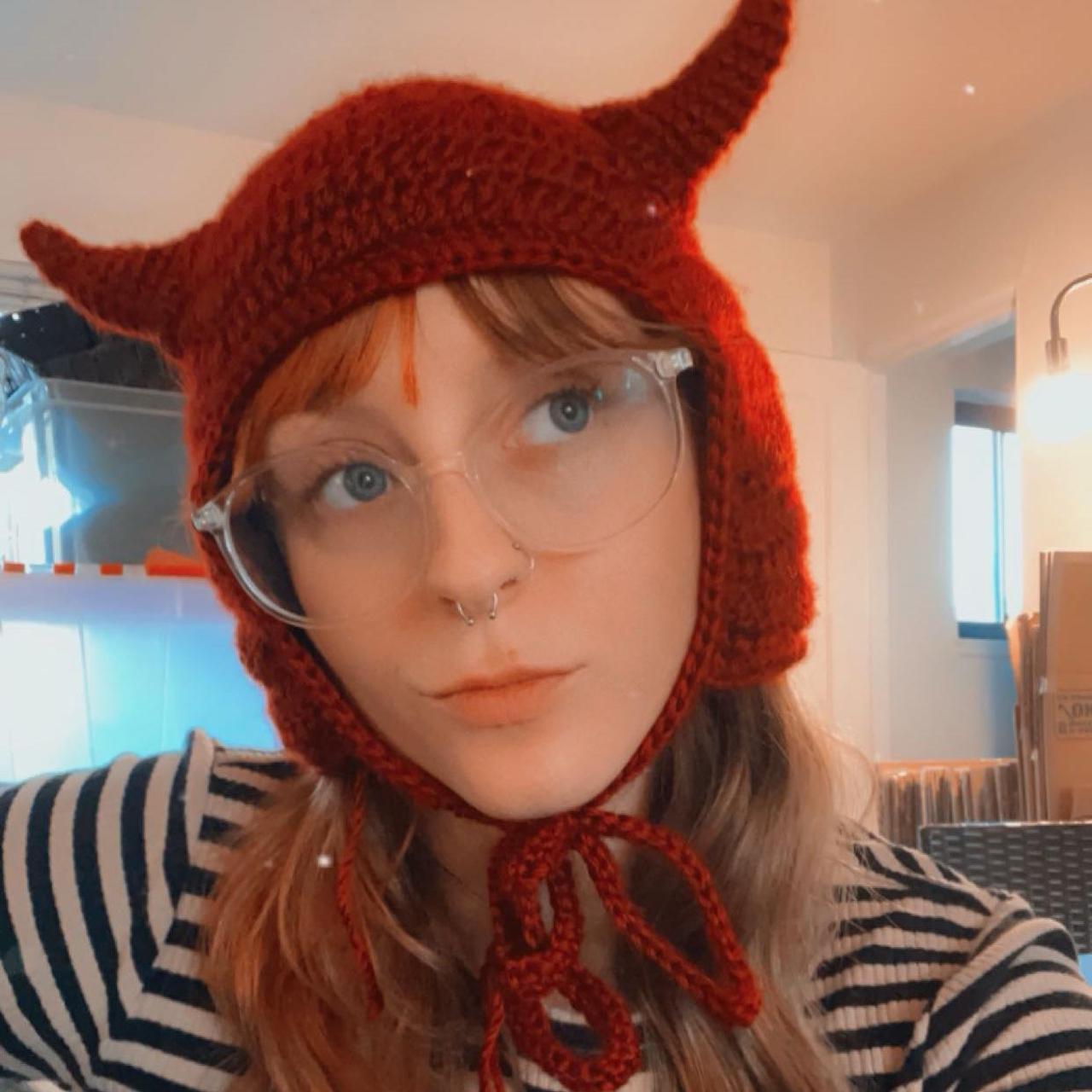 HANDMADE DEVIL HORNS BONNET ❤️❤️😈👺, Crochet