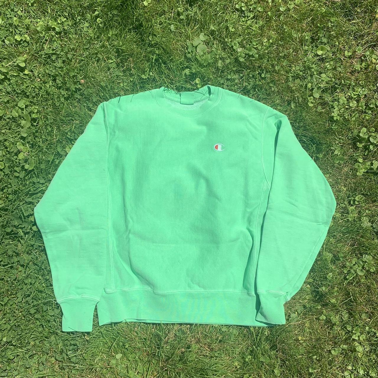 Neon green champion crewneck Hasn t been worn many