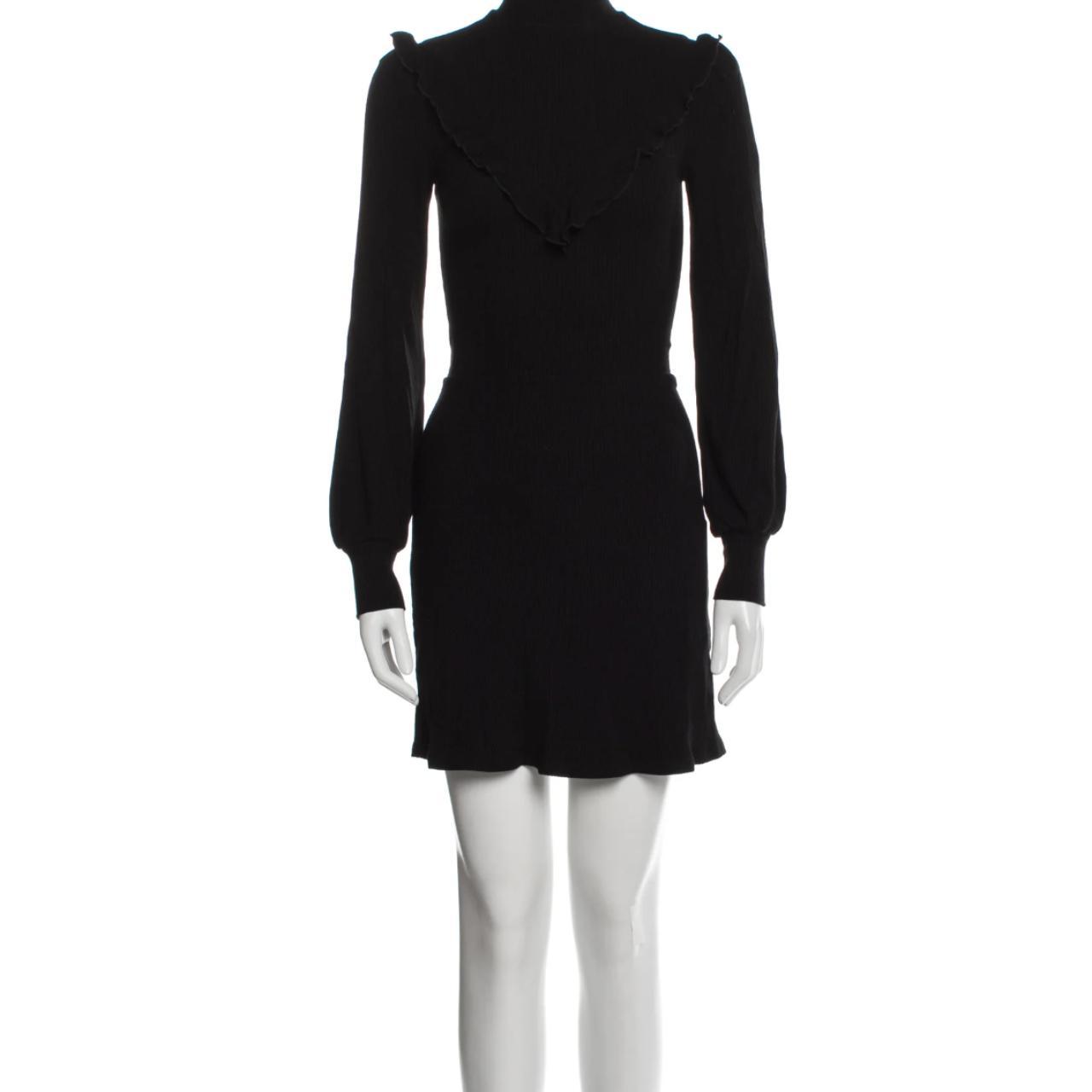 Reformation Sheath Dress in Black with Ruffle... Depop