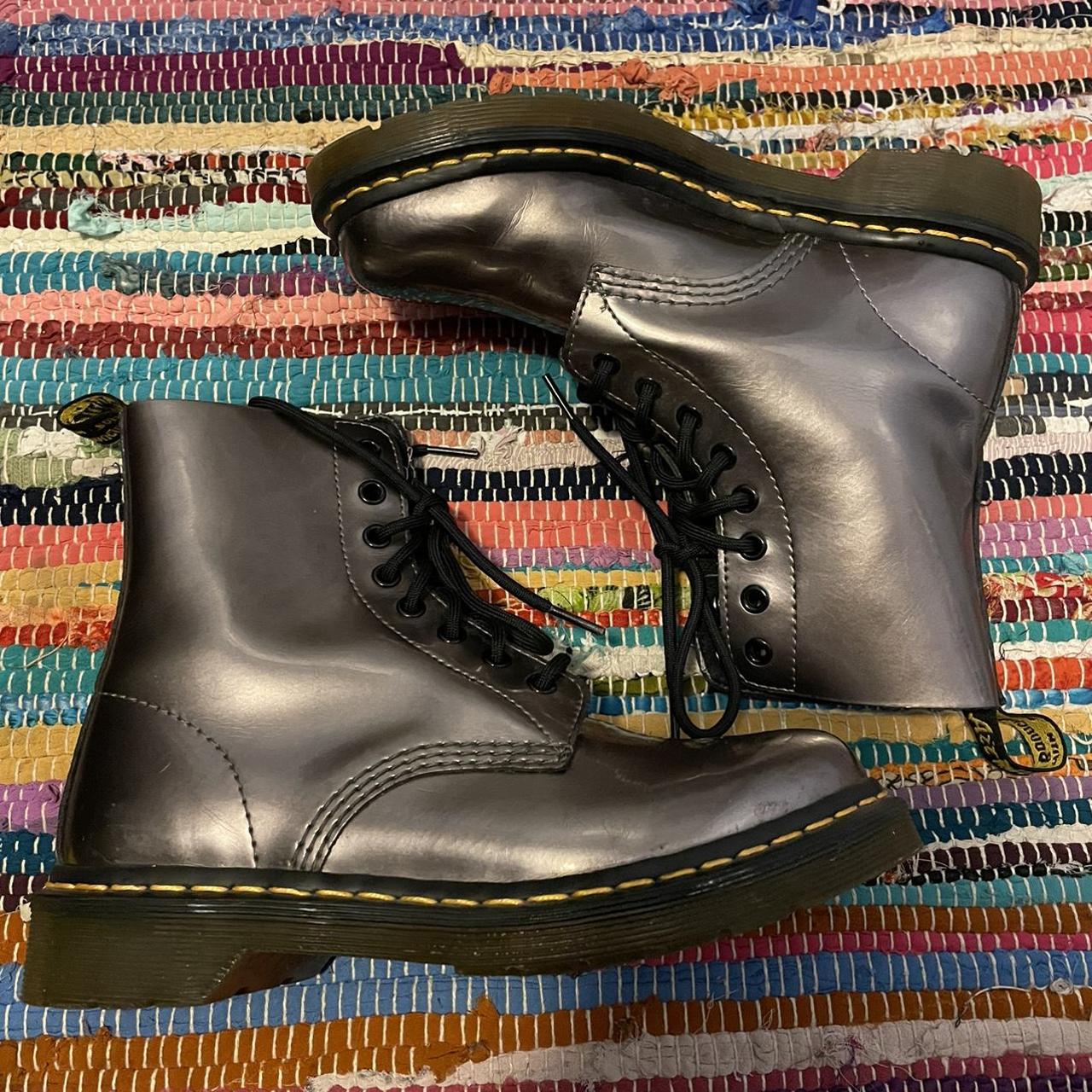 Dr. Martens Women's Silver Boots | Depop