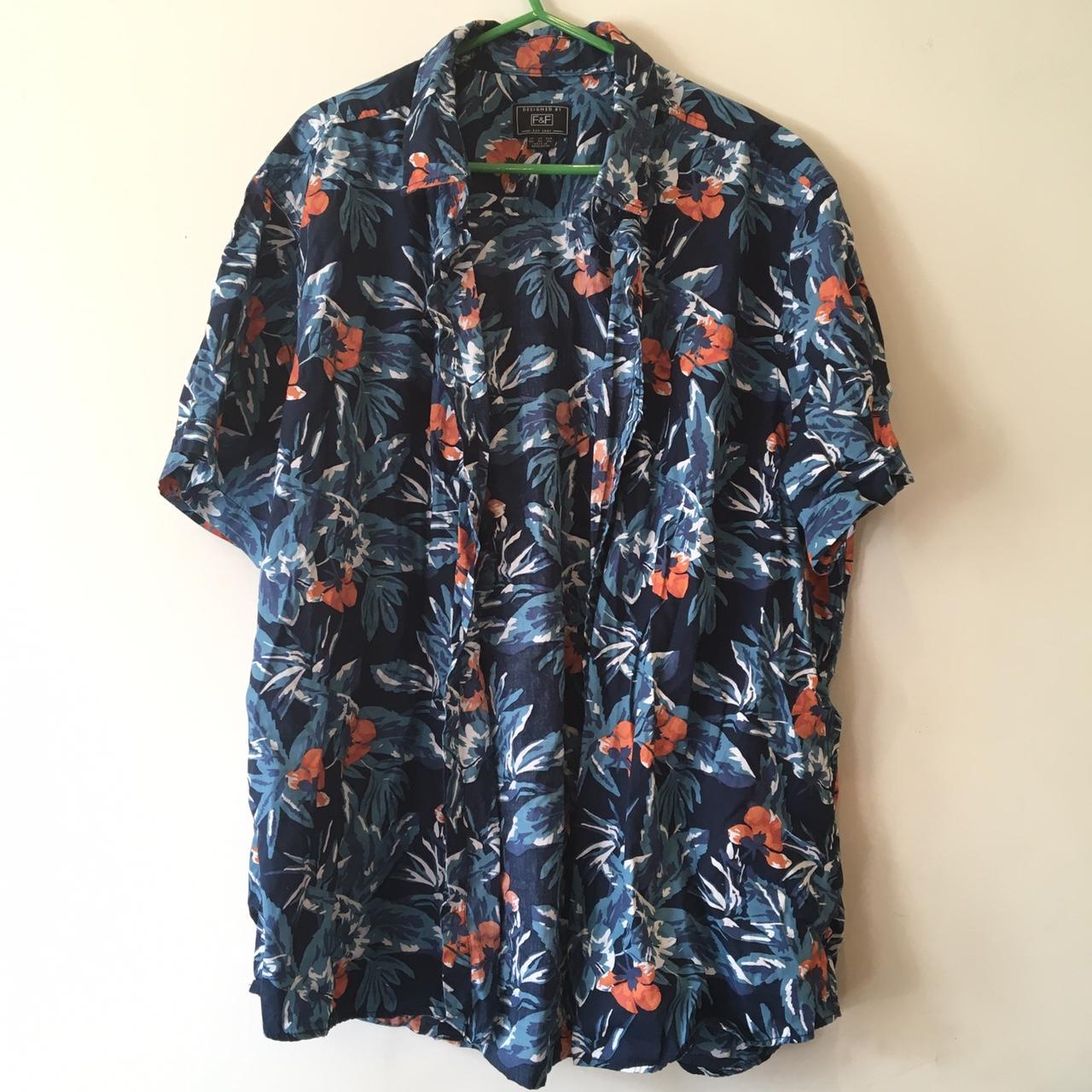 Blue and orange Hawaiian shirt Tag size 2XL 28... - Depop