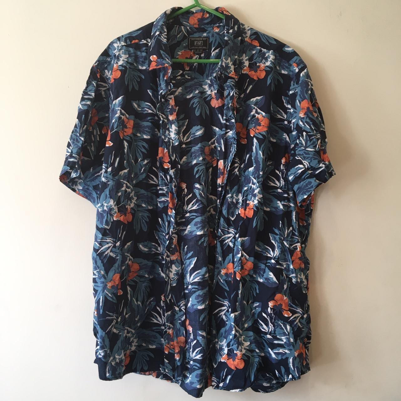 Blue and orange Hawaiian shirt Tag size 2XL 28... - Depop