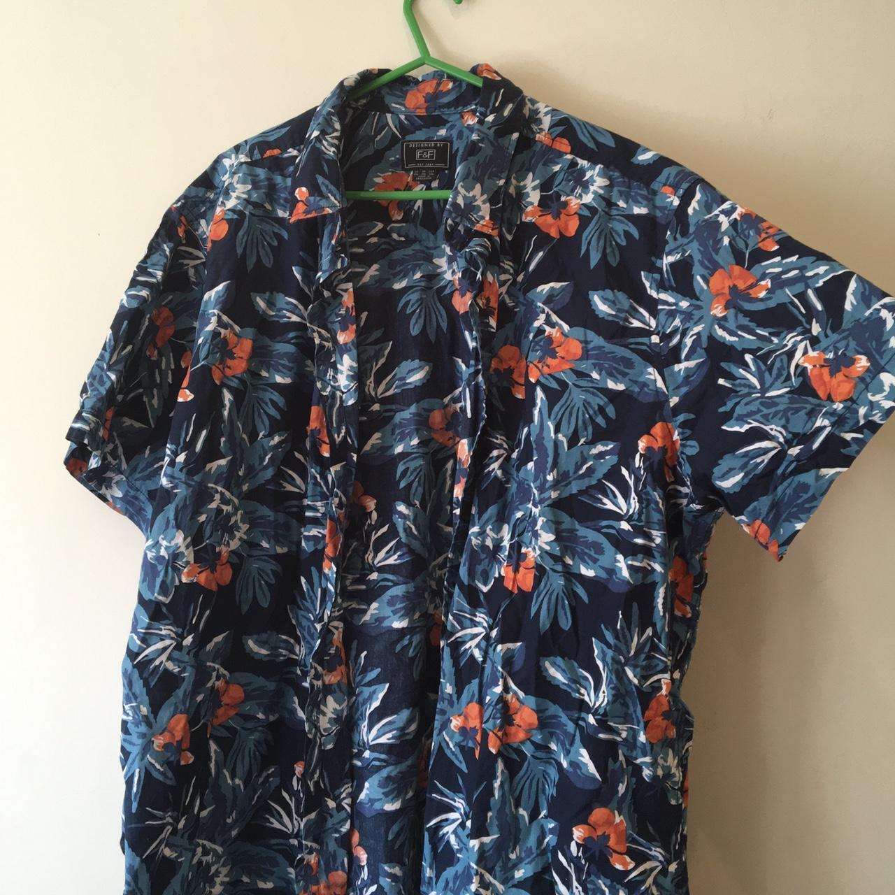 Blue and orange Hawaiian shirt Tag size 2XL 28... - Depop