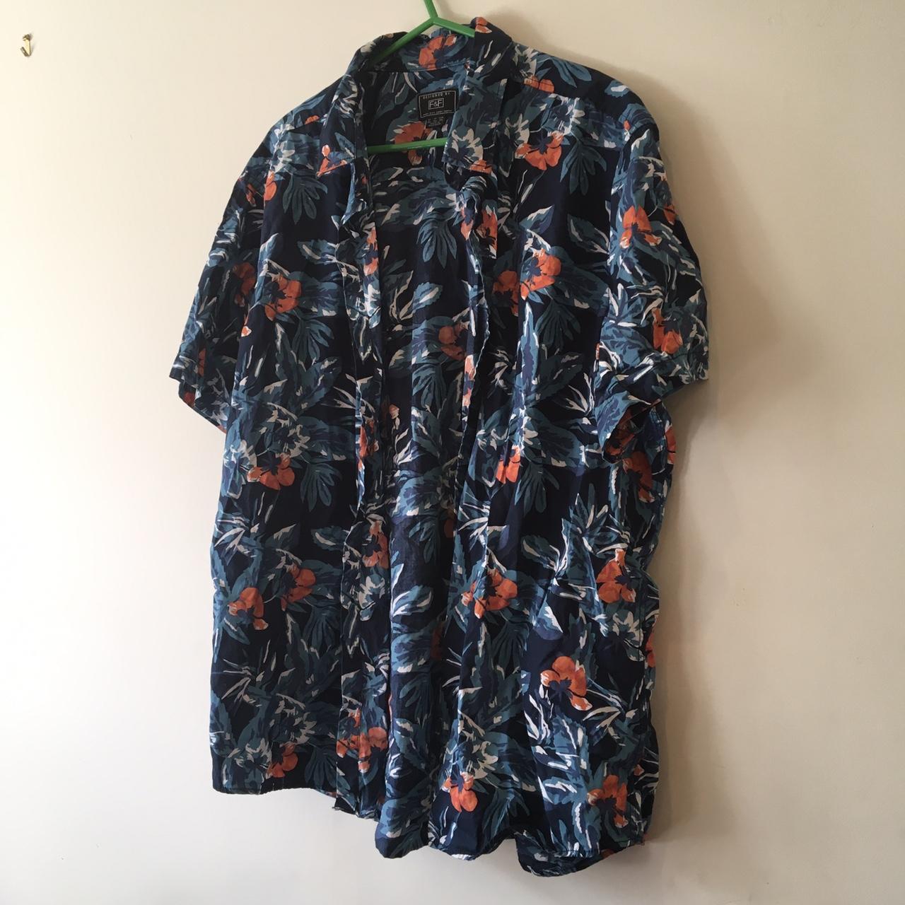 Blue and orange Hawaiian shirt Tag size 2XL 28... - Depop