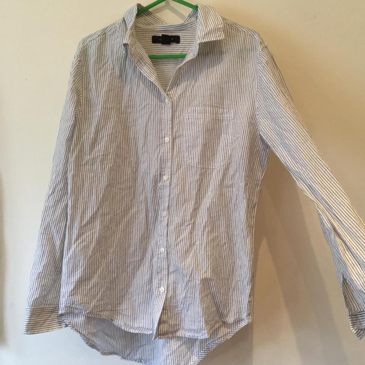 White pinstripe button up shirt ☆ Tag size 8 19... - Depop