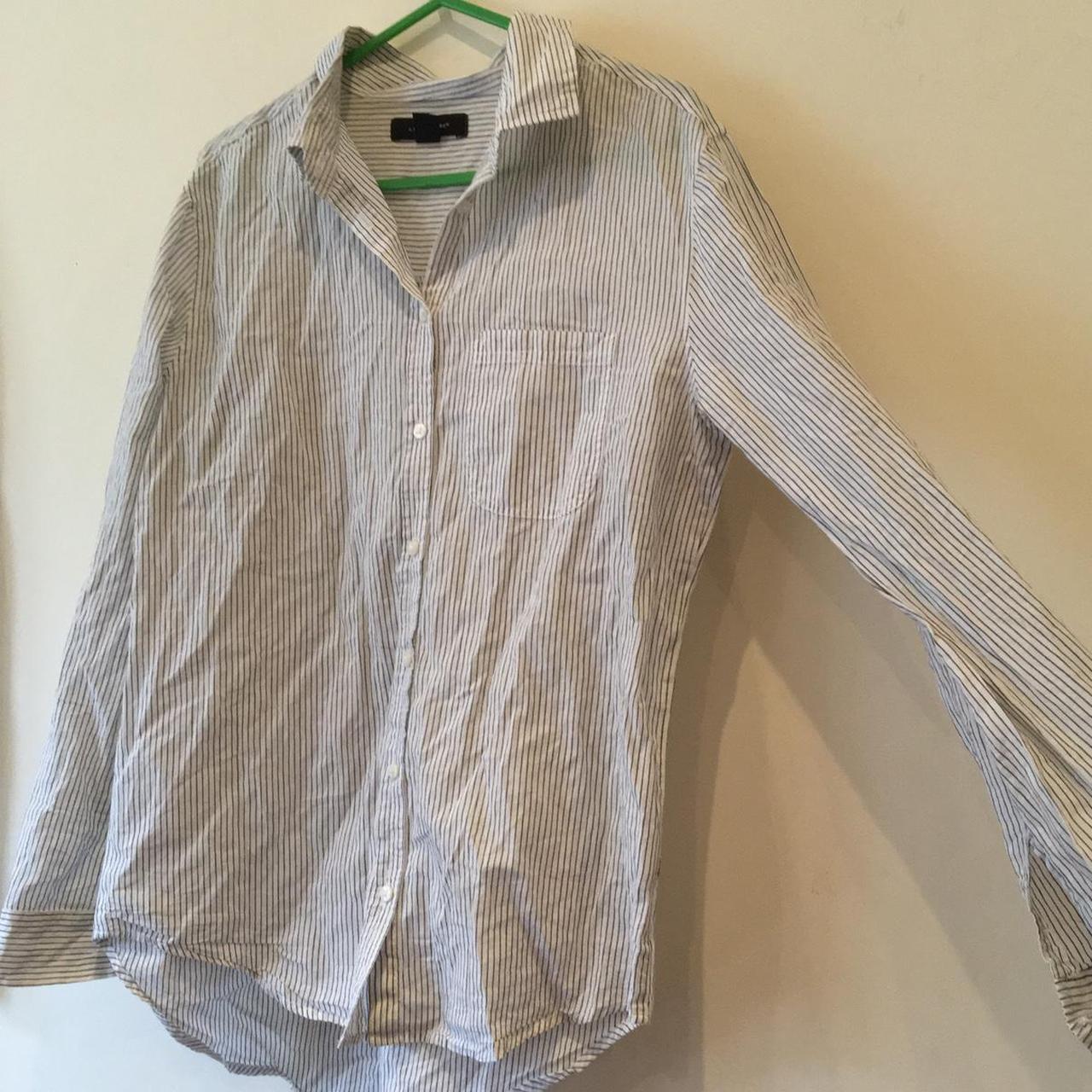 White pinstripe button up shirt ☆ Tag size 8 19... - Depop