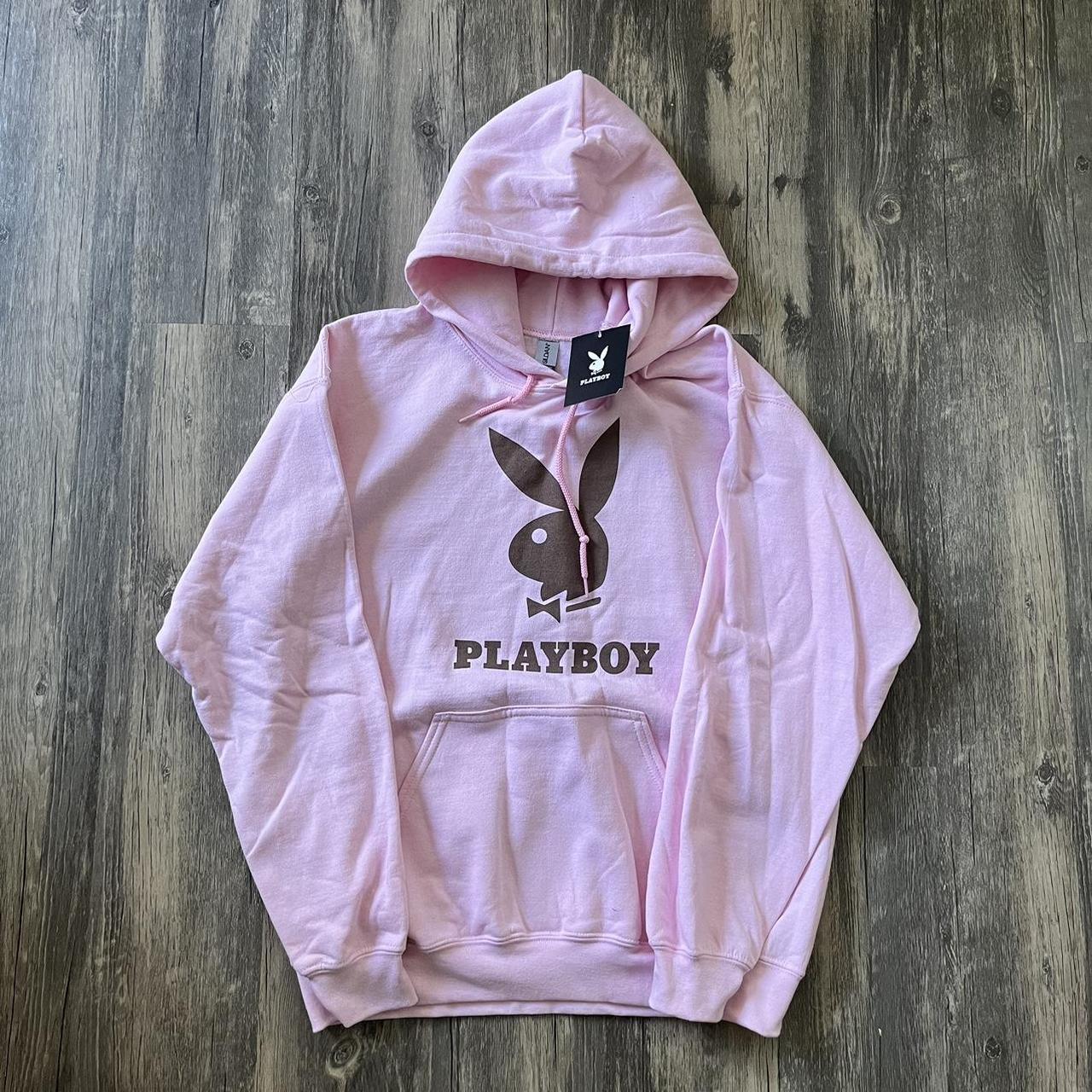 Playboy Men's Pink and Brown Hoodie Depop