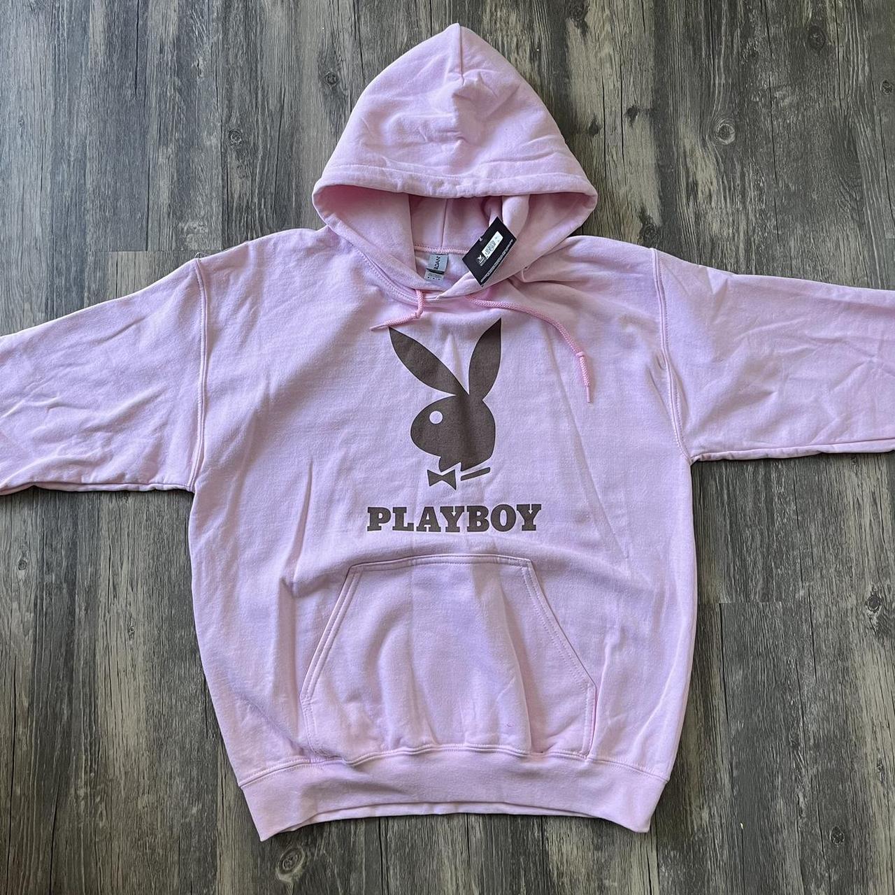 Playboy Men's Pink and Brown Hoodie Depop