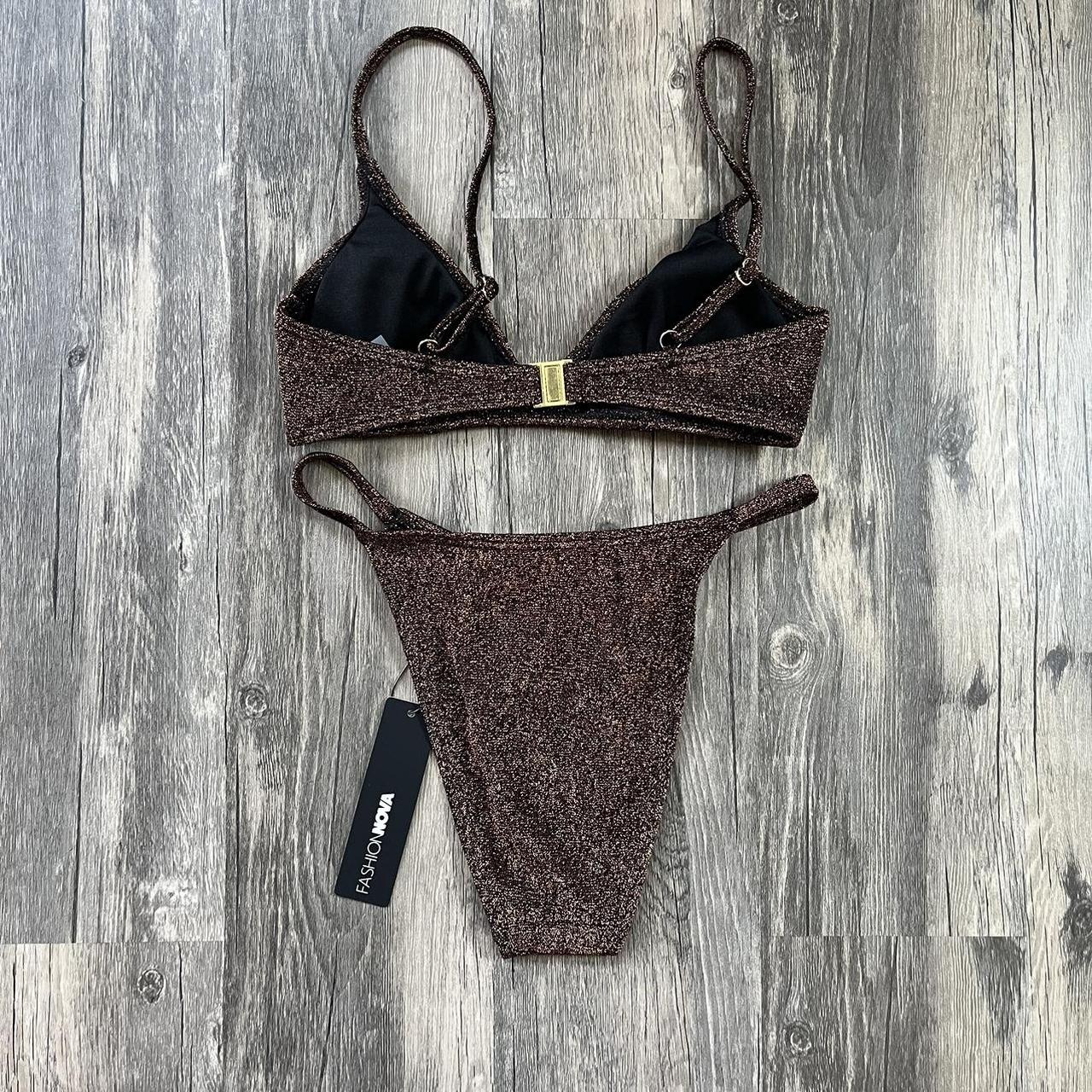 Fashion Nova glitter brown bikini true to size... - Depop