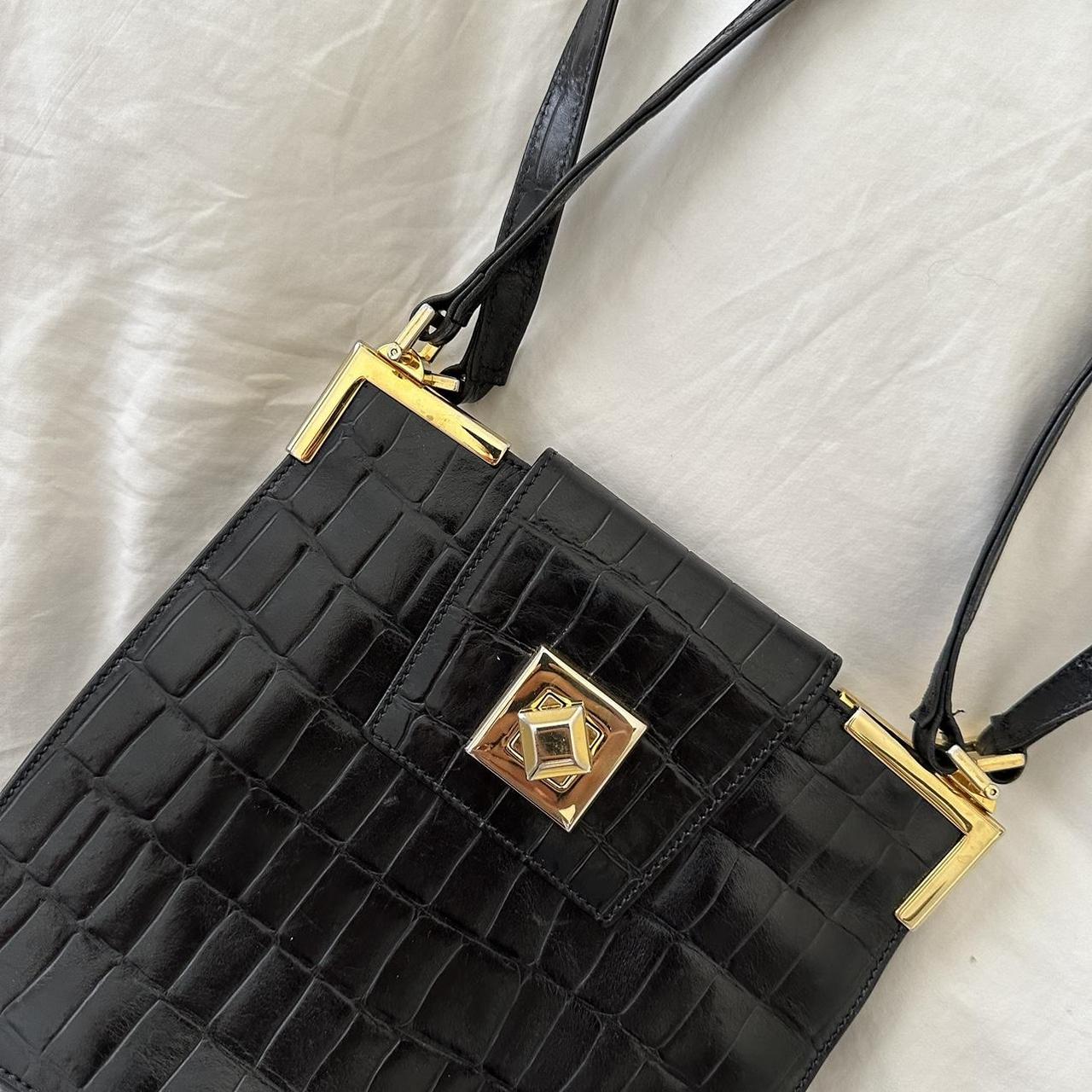 Vintage Leather Bag. Gold details. Great condition.... Depop
