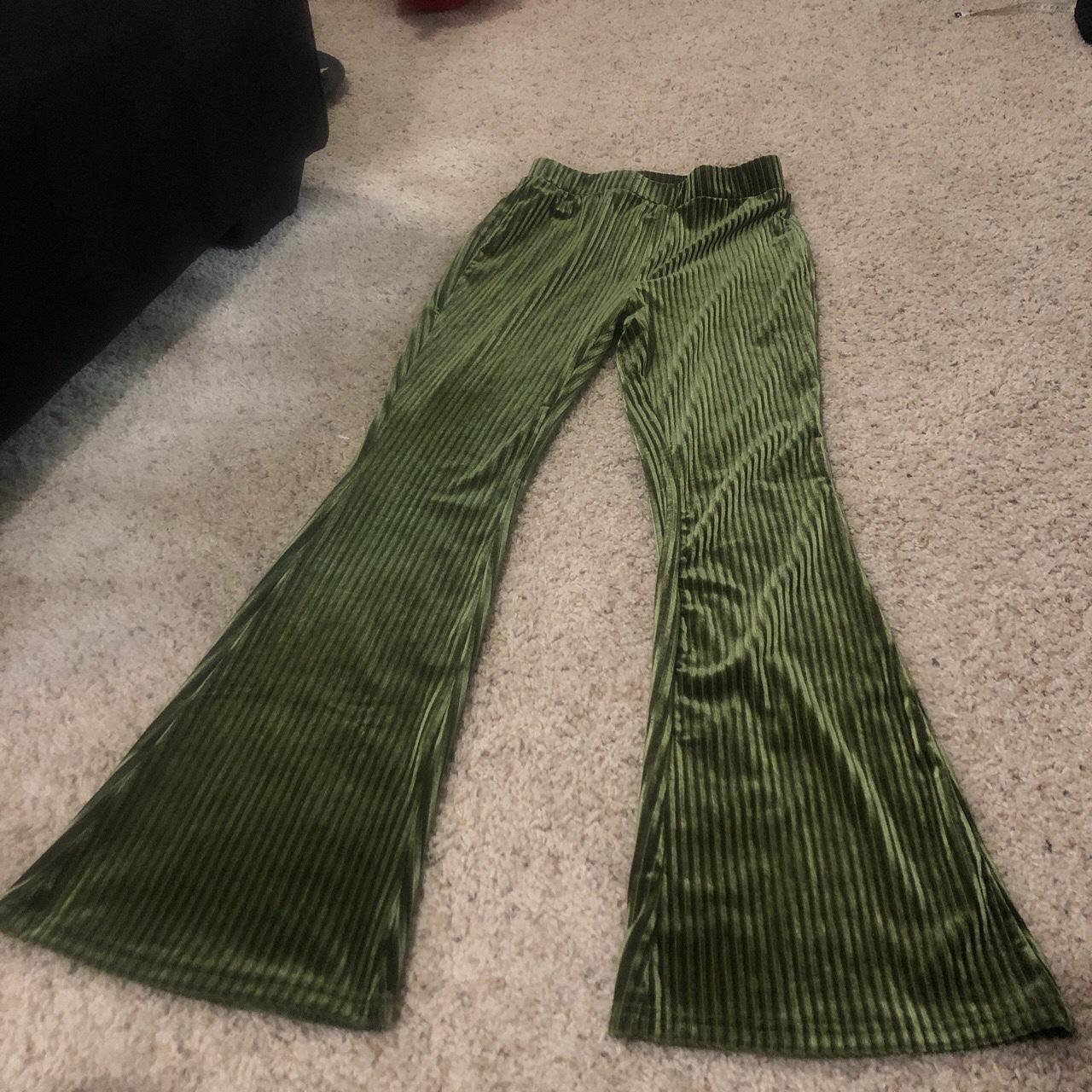 Green Corduroy Velvet High Waisted Bell Bottom Depop