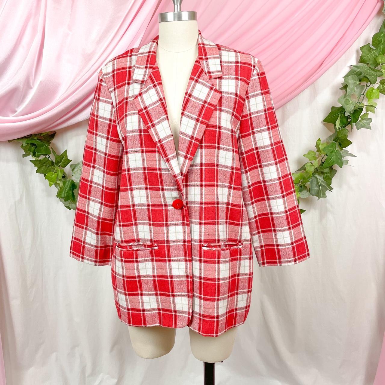 Vintage outlets pink white checkered lightweight jacket