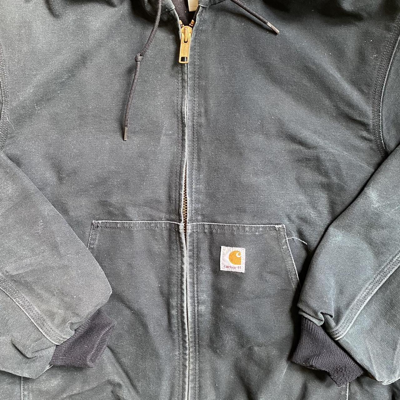 Vintage Carhartt J140 black hooded thermal lined... - Depop