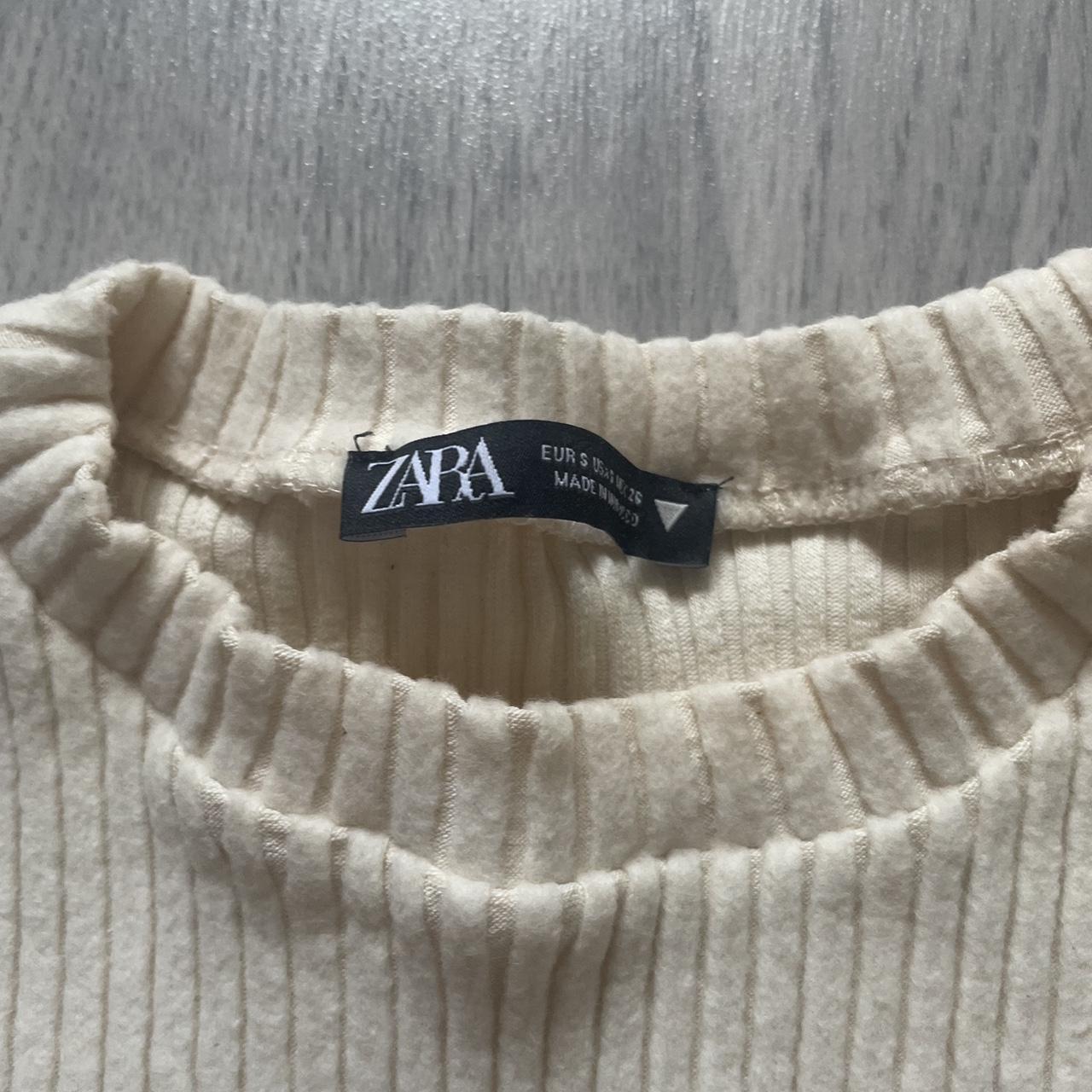 Cream Zara ribbed cropped jumper Worn a handful of... - Depop