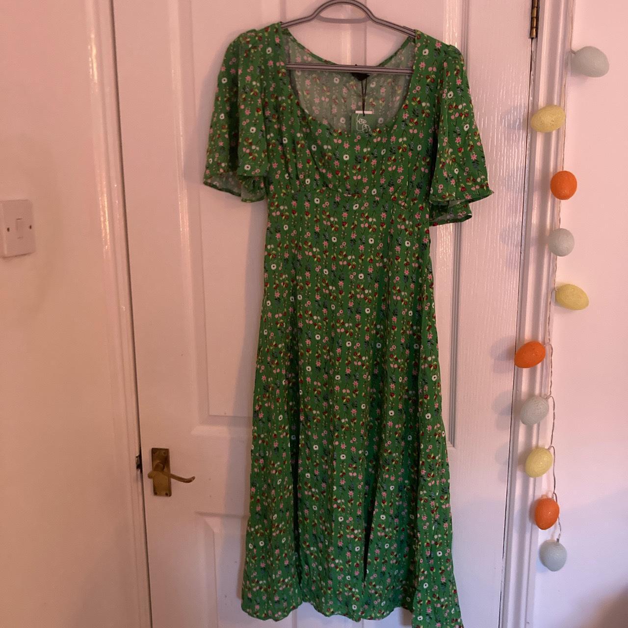 Green Stripe Floral Dee Dee Midi Dress Brand new... - Depop