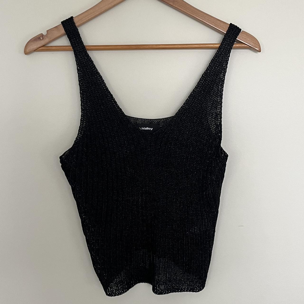 Black shiny knit tank Like a hard wire material,... - Depop