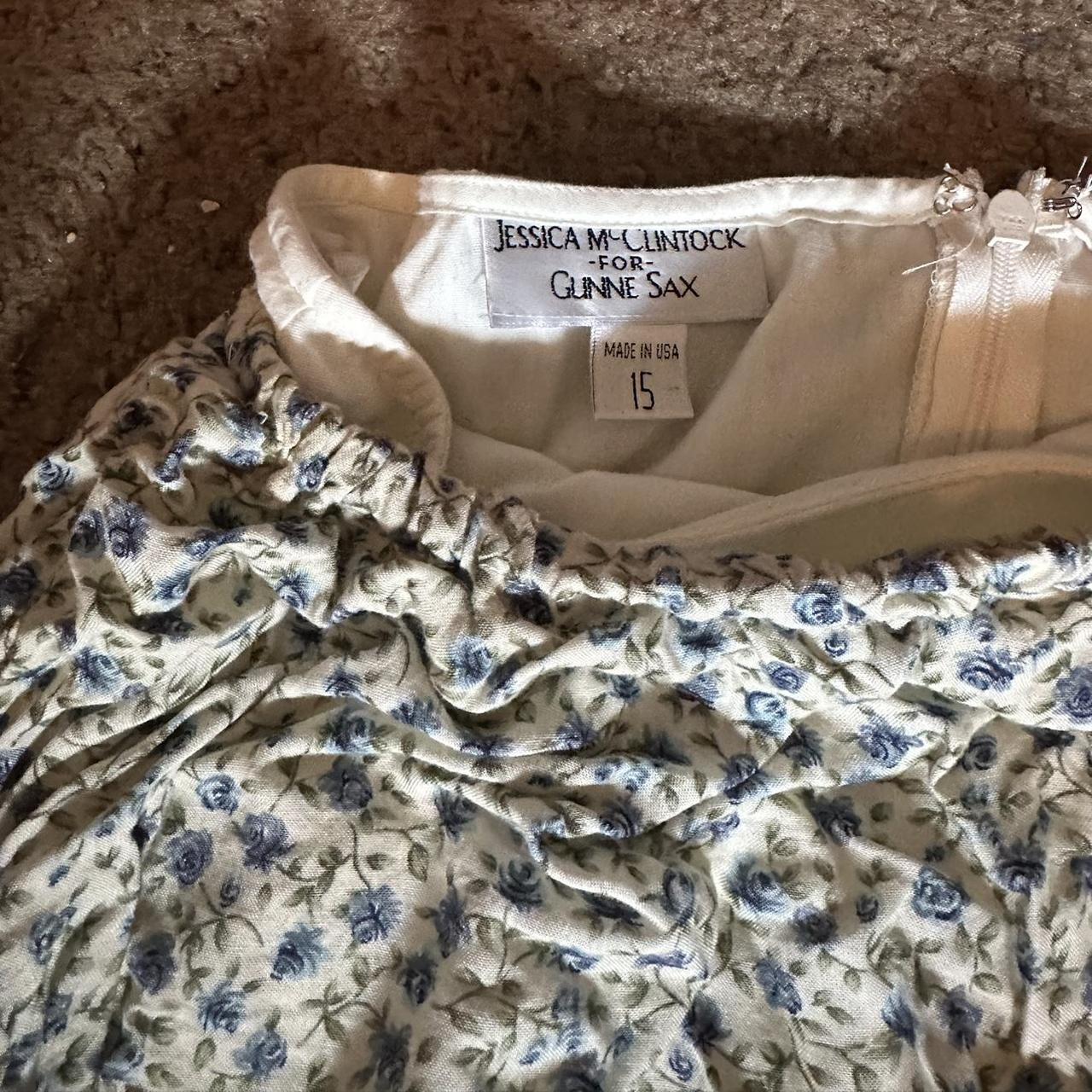 Gunne Sax Women S Blue And White Skirt Depop