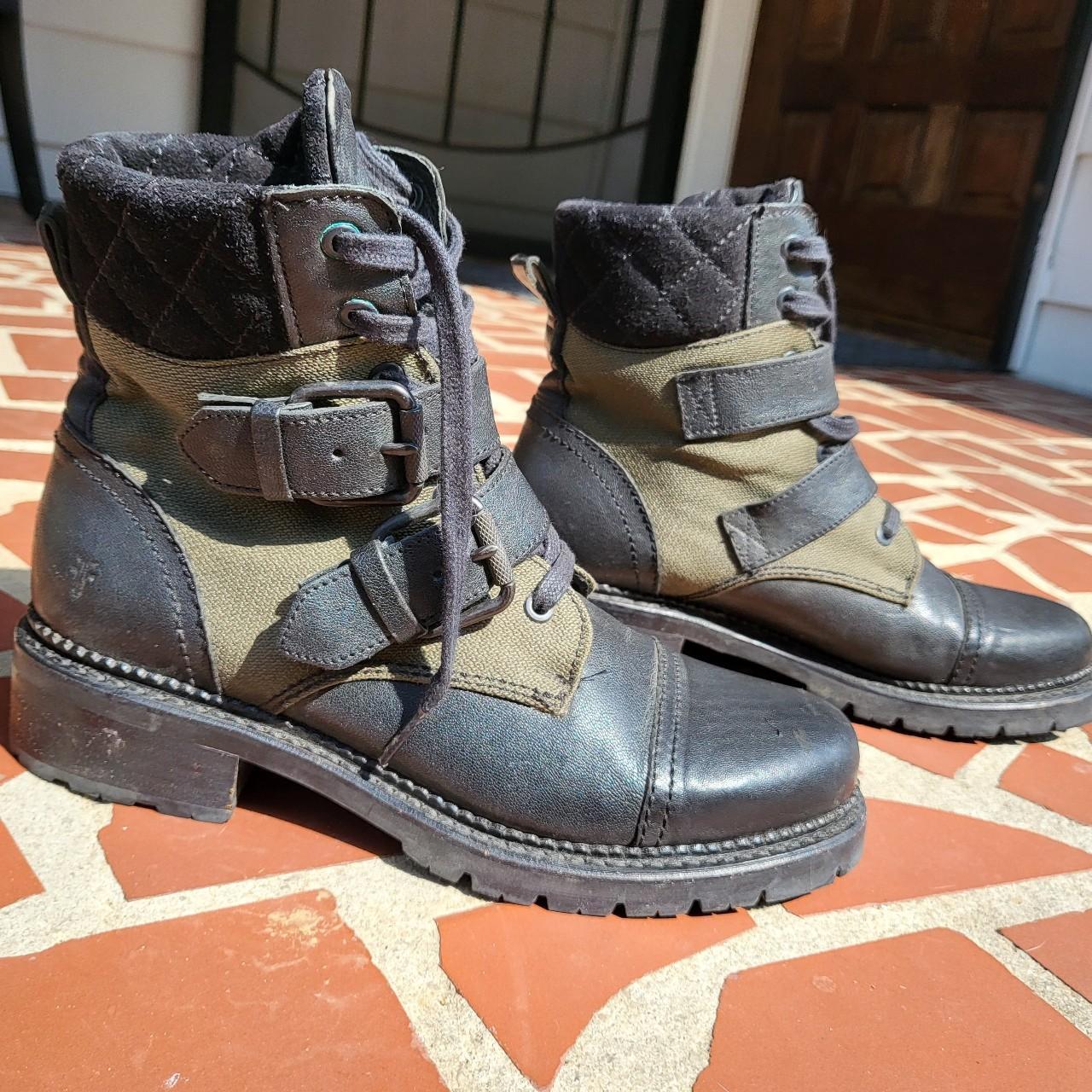 Samantha Frye Combat hiking boot with lug soles and. Depop