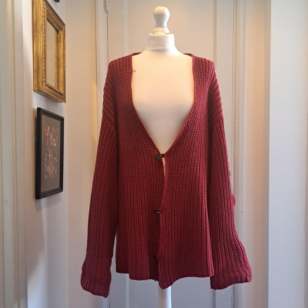 90s vintage Jigsaw knitted oversized red cardigan