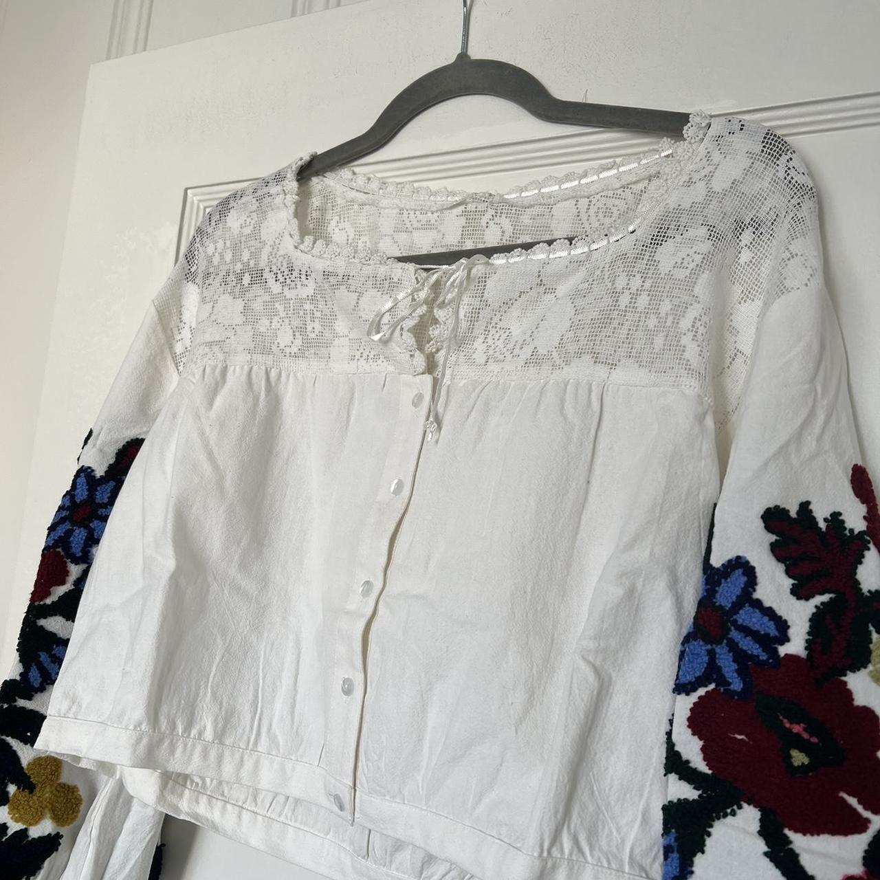 Free People Meadows Floral Embroidered Crop Blouse outlets NWT