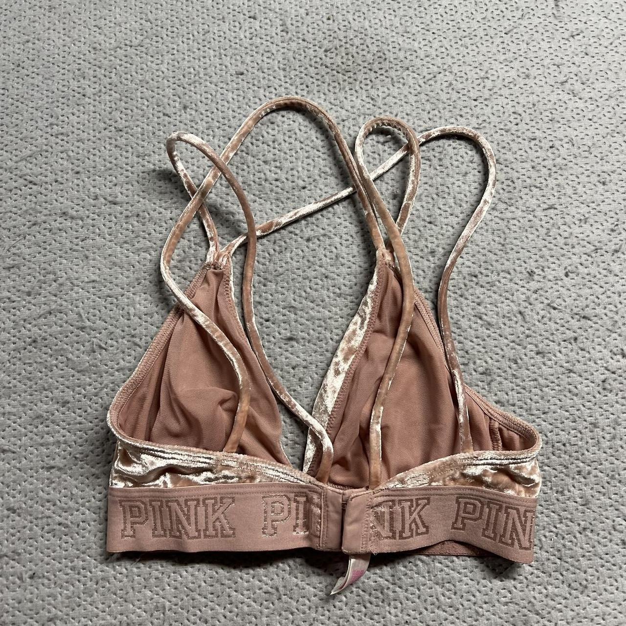 Victoria's Secret PINK Velvet Velour Pink Bralette - Depop