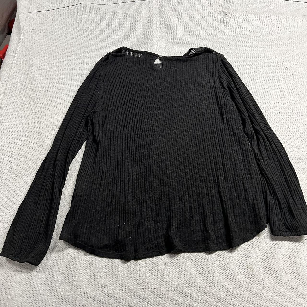 Lucky Brand Women's Black Pullover Crochet Knit Long - Depop