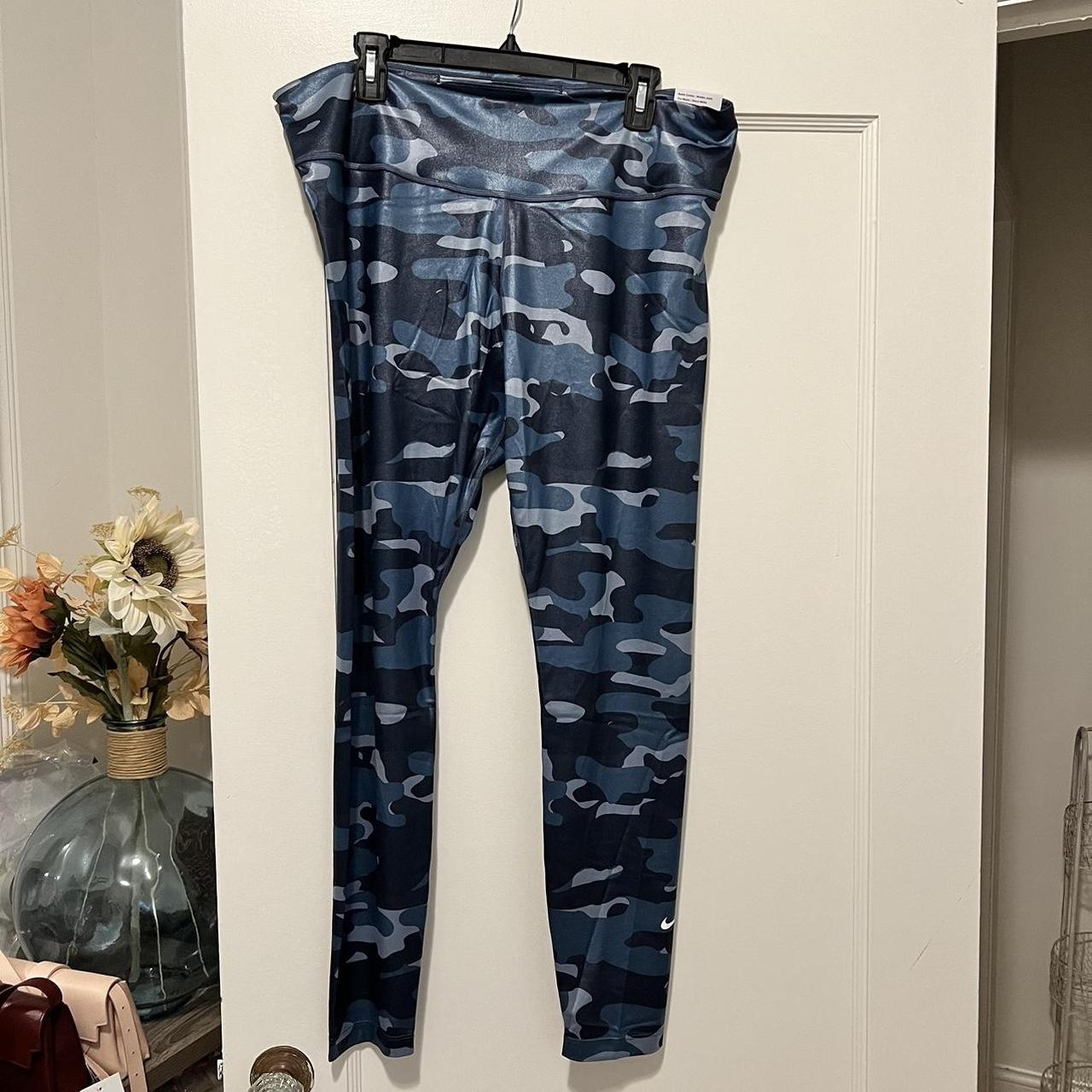 Nike One Blue Camo Tight Fit Midrise full Length - Depop