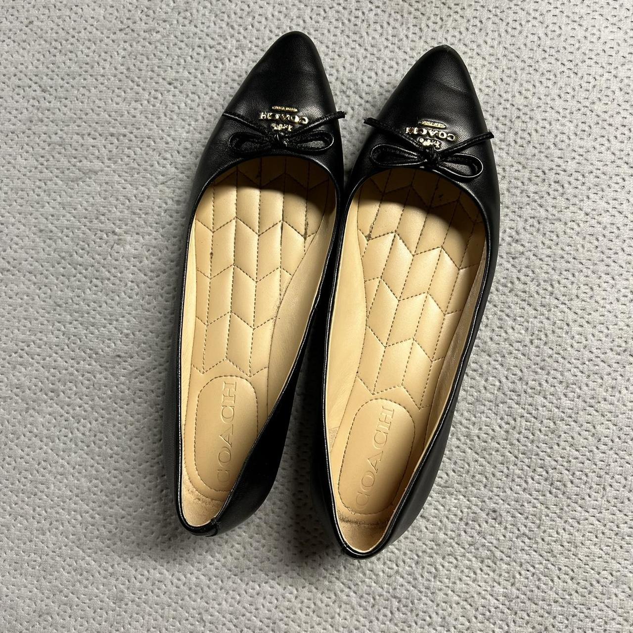 COACH Annabel Leather Flat ブラック C Coach Annabel Black Ballet Leather Pointed Toe Flat Shoes