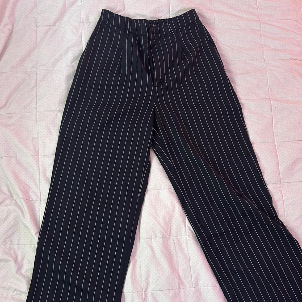 BLACK AND WHITE STRIPED PANTS 🥤🐰📞 size 6 h&m pants... - Depop
