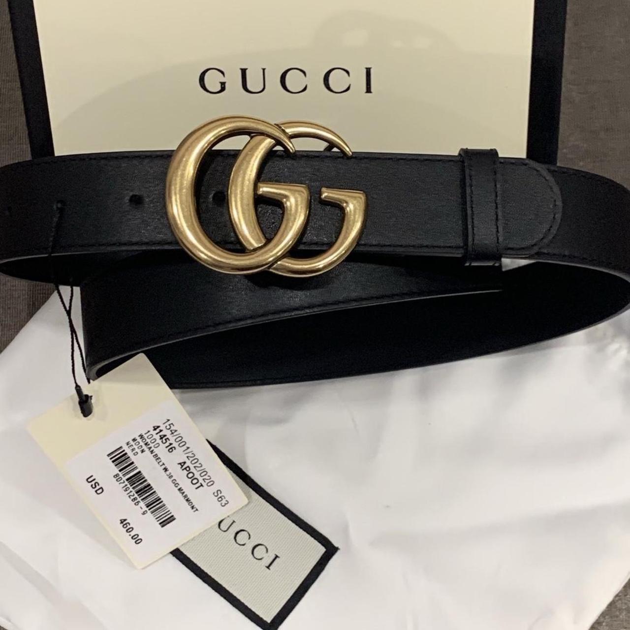 Skinny leather Gucci belt Width 1 inch Size... Depop