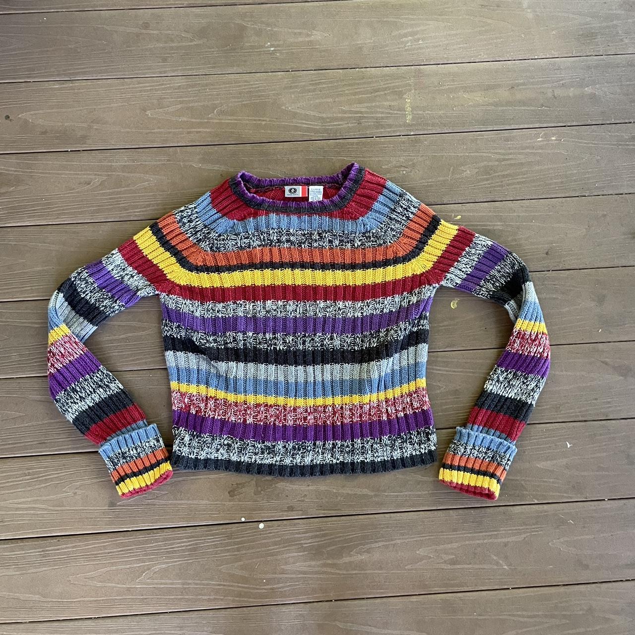 Vintage Rainbow Striped Sweater Size M - Depop