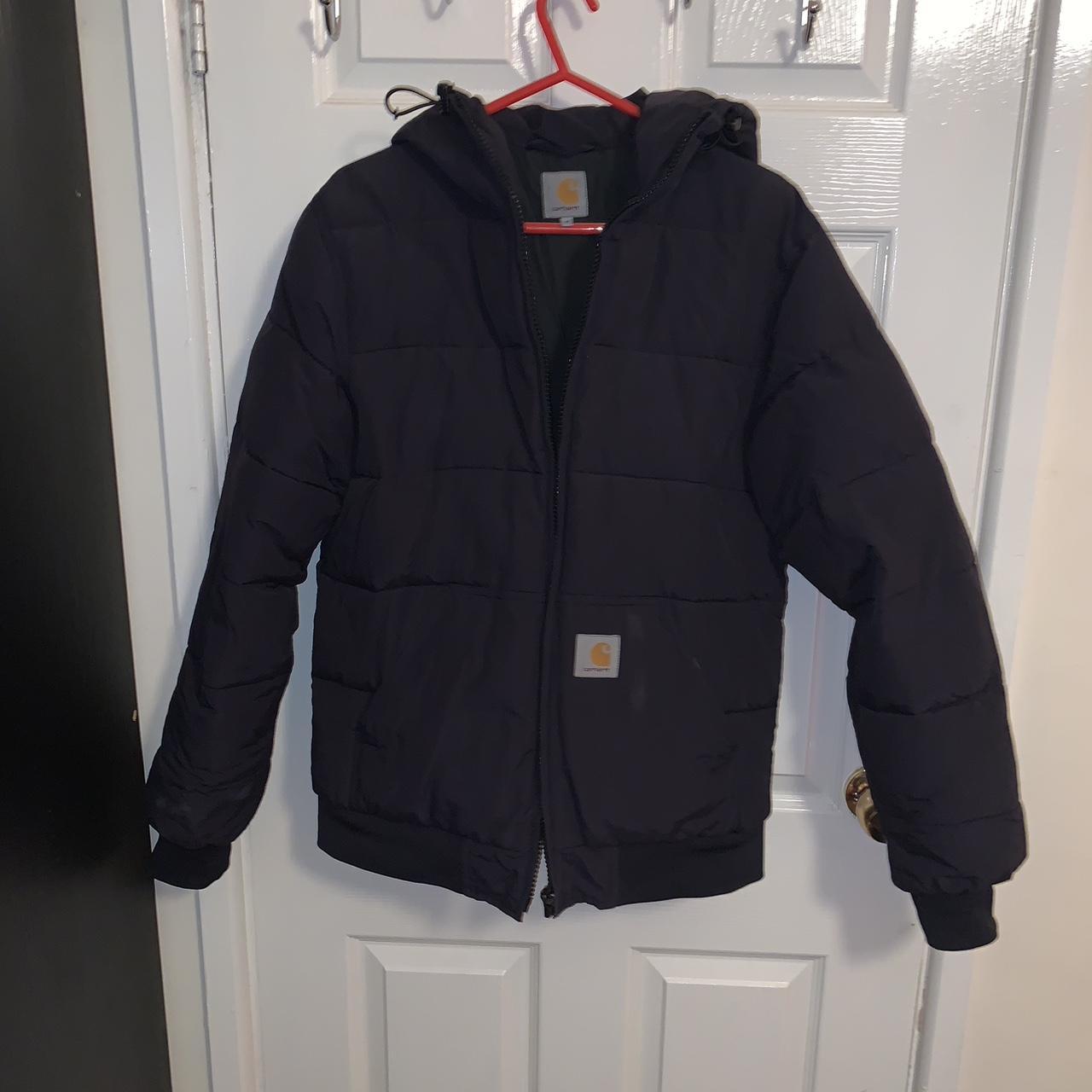 Navy Carhartt Belmont puffer jacket Size Medium... - Depop