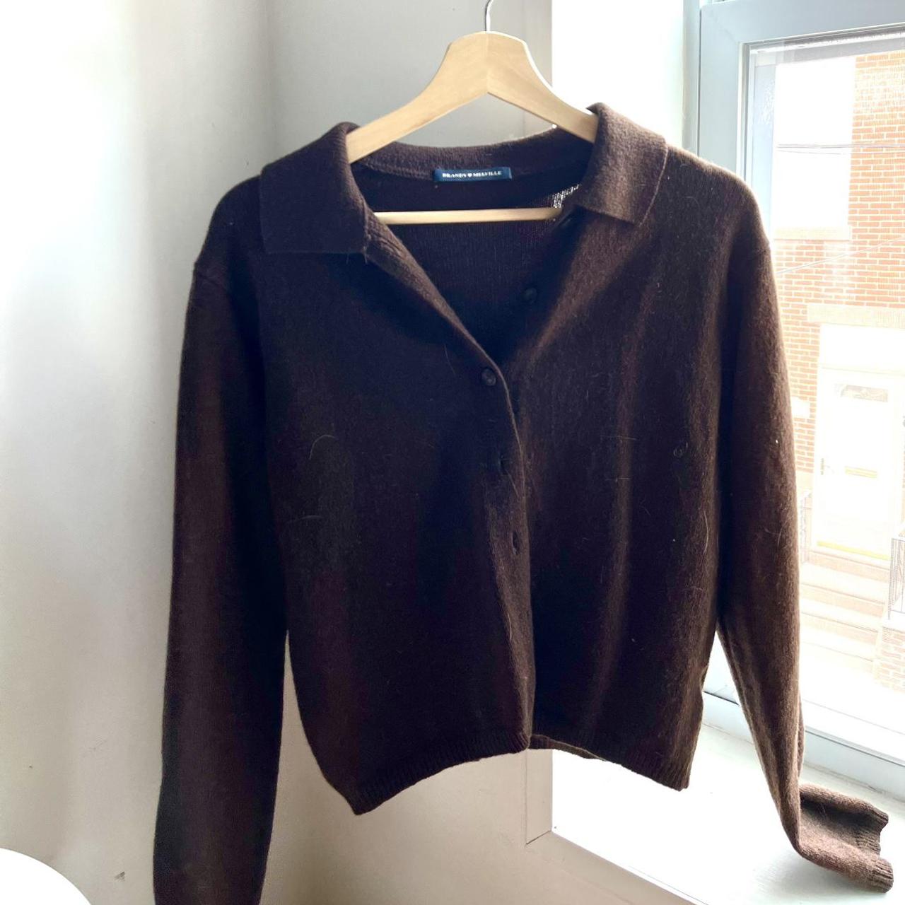 brandy melville brown cardigan Depop