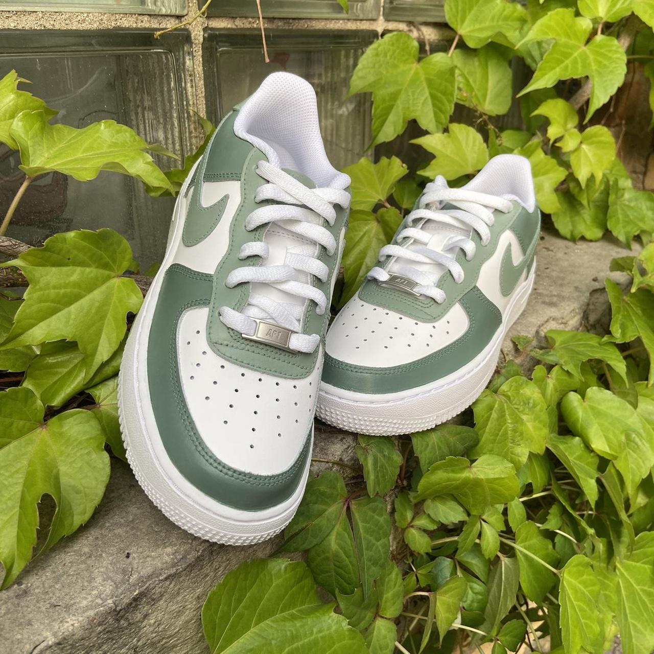 Custom Women's Nike Air Force 1 Sage Low All White Shoes 